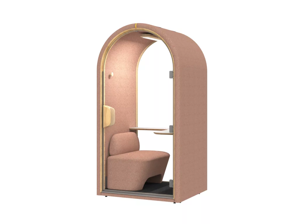 the arc solo pod for 1 person use.the exterior and interior color is pink.